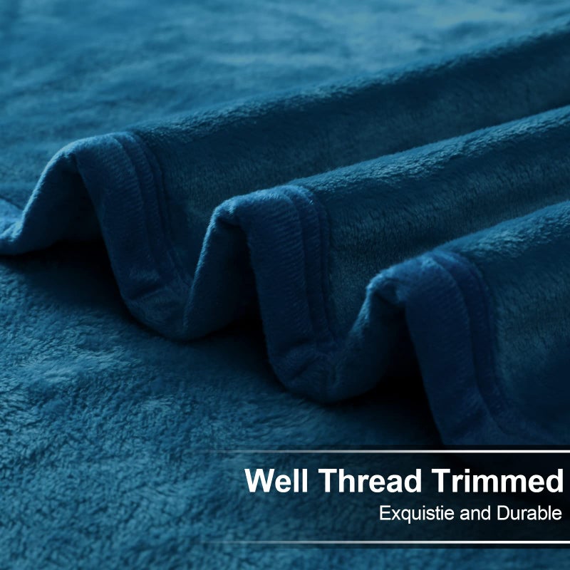 EASELAND Soft Queen Size Blanket Warm Fuzzy Microplush Lightweight Thermal Fleece Blankets for Couch Bed Sofa,90x90 Inch, Peacock Blue - Image 5
